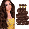 #4 Brown Body Wave Human Hair Bundles 28 30 32 Inch