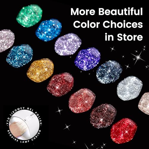 YTD Likomey Reflective Glitter Gel Nail Polish,15ml Red Flash Diamond Shimmer Nails Gel,Sparkly Shiny Salon Home Nail Art Manicure UV Nail Gel,SZ001