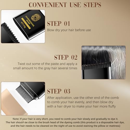 Javpav 2-in-1 Hair Color Stick - Waterproof Gray Coverage
