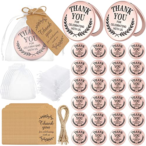 Tatuo 24 Set Thank You for Celebrating with Us Compact Mirror Bulk for Women Appreciation Gifts Bridal Shower Favors for Guests Valentine Galentine's Day Bachelorette Wedding Party Souvenir