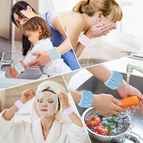 Wrist Bands for Washing Face, 8pcs Spa Face Washing Wristbands, Microfiber Arm Wrist Towels, Absorbent Wash Wristbands for Woman Men, Prevent Water from Spilling Down Your Arms