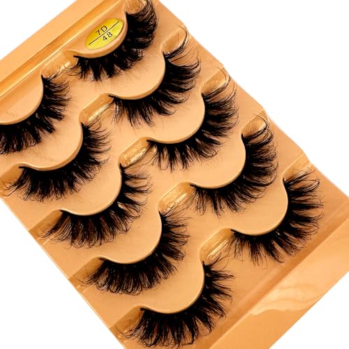 3D Cat Eye False Lashes 5 Pairs - Natural Fluffy Mink Lashes