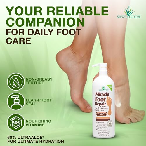 Miracle Foot Repair Cream, 32 oz - Aloe for Cracked Heels