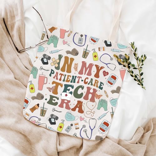 WCGXKO PCT Merchandise Patient Care Tech Gift PCT Nurse Appreciation In My Patient Care Tech Era Canvas Shopping Bag Tote Bag
