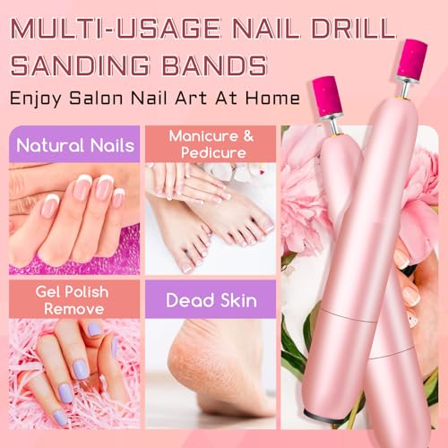 200 Pcs 180 Grit Zebra Sanding Bands for Nail Drill & Bit Set