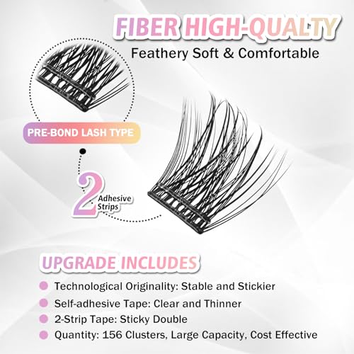 Self Adhesive Eyelash Clusters - 156 Pcs Mixed Sizes