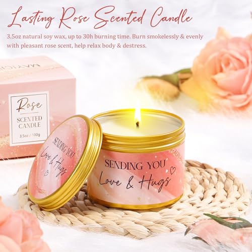 Mothers Day Birthday Gifts for Women, Self Care Get Well Soon Gift Baskets for Women, Rose Relaxing Spa Gifts Care Package with Blanket, Unique Easter Gift Baskets for Mom Her Girlfriend Friend Sister