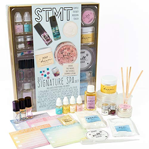 STMT DIY Signature Spa Set by Horizon Group USA, Mix & Make Your Own Spa Supplies with Salt Scrubs, Fragrances & Shimmer Lotions. Multicolored