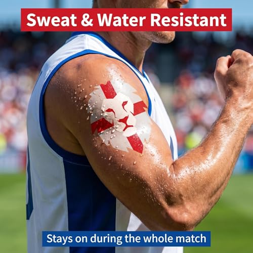 England Flag Temporary Tattoos for Game Day & Parties - 22 Sheets