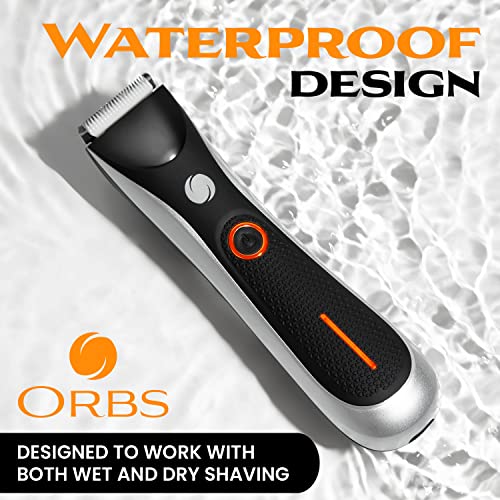 Orbs¢â V2 Electric Groin Hair Trimmer for Men w/Two Speeds, Premium Ball & Body Groomer Shaver for Men, Fully Waterproof Mens Trimmer w/Replaceable Ceramic Blade Heads, 90 Min Battery Life