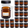 4oz Amber Glass Jars with Lids, 24 Pack