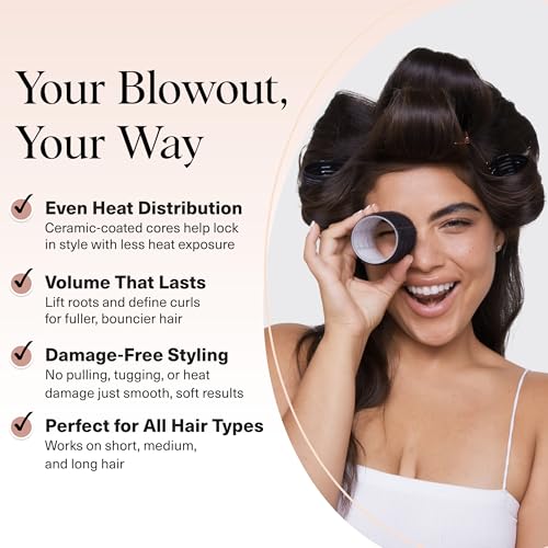 Kitsch Self-Grip Ceramic Hair Rollers Set for Heatless Curls, 8 Pack