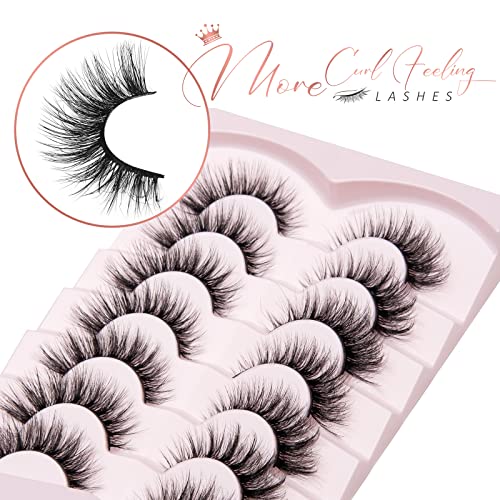Onlyall 16MM Mink False Eyelashes - Natural Wispy Lashes
