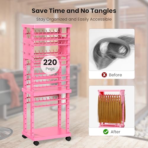 220 Peg Braiding Hair Rack Double-Sided with Tools & Wheels