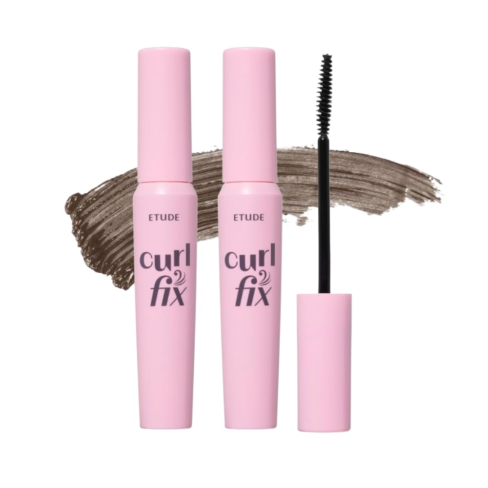 ETUDE (1+1) Curl Fix Mascara Set #Grey Brown (23AD) | A curl fix mascara that keeps fine eyelashes powerfully curled up for 24 hours by ETUDE's own Curl 24H Technology