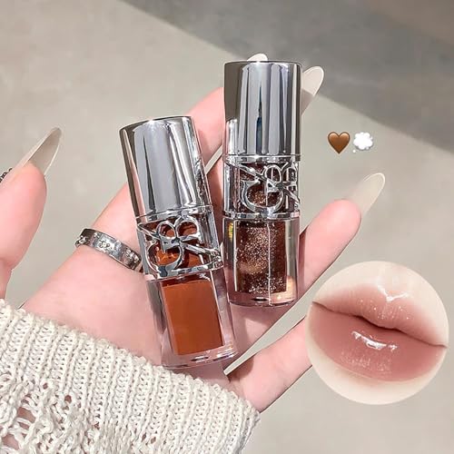 4Pcs Glitter Lip Gloss Set,High Shine Hydrating Long Lasting Non-Sticky Vegan Tinted Formula,Glossy Finish Glass Like Shine Lip Gloss for Women Girls