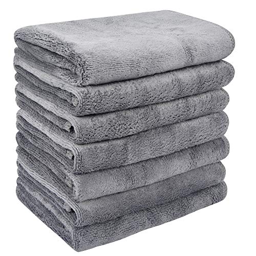 VIVOTE Microfiber Face Cloths Soft Makeup Remover Cloth Reusable Absorbent Facial Cloths Fast Drying Washcloth For Face 7Pack 12x12 Inch Grey