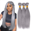 Grey Human Hair Bundles - 26 to 30 Inch Brazilian Virgin Hair