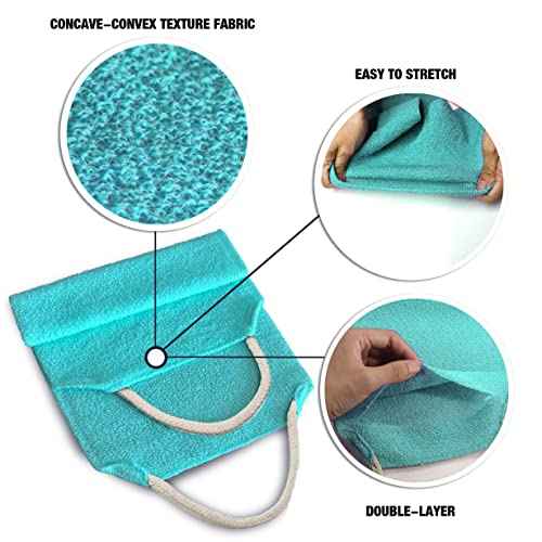 Evridwear Exfoliating Back Scrubber with Handles Two Sides for Body Shower Deep Cleans Skin Massages Invigorating Blood Circulation Men Women One Size (Angel Blue)