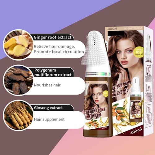 Natural Plant Hair Dye with Comb Applicator, Gray Coverage