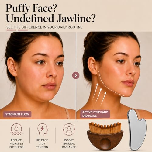 Lymphatic Drainage Face Brush & Stainless Steel Gua Sha Set