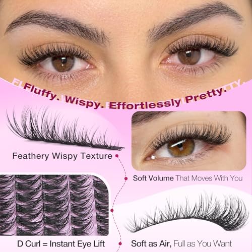 Wispy Lash Clusters 8-14mm D Curl Eyelash Extensions 216pcs