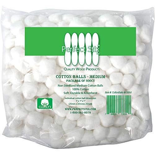Perfect Stix Medium Cotton Balls - 1000 Count with Cotton Mask
