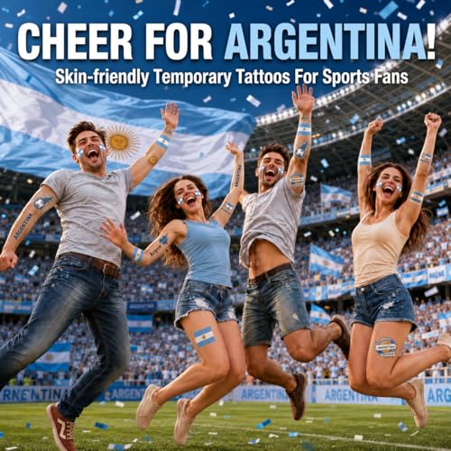 Argentina Flag Face Stickers - 16 Temporary Tattoos for Fans