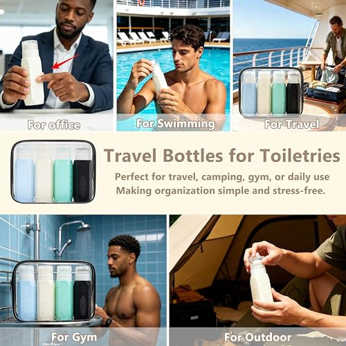 TSA Approved Travel Bottles Set - 3oz Leak-Proof Silicone Containers