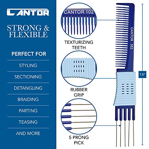 Cantor Teasing Comb & Hair Pick 2 Pack - Stainless Steel