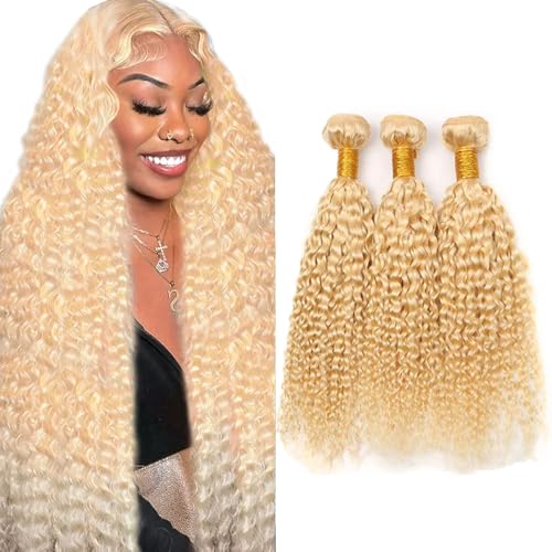 FuivJuix #613 Blonde Water Wave Human Hair Bundles 30-34 Inch - Unprocessed Brazilian Virgin Hair Extension, 3 Pack