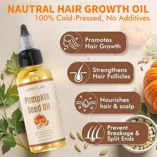 Pumpkin Seed Oil for Hair Growth - 100% Pure, Cold Pressed, Natural Hair Growth Oil - Deeply Moisturizing Scalp, Strong Roots and Thick Hair, 2 Fl Oz