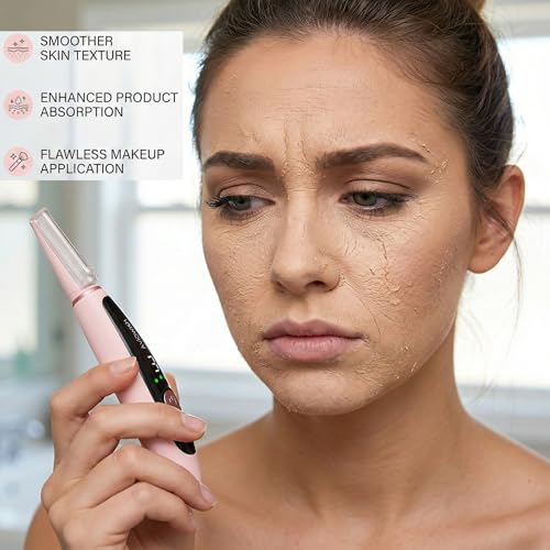 Sonic Dermaplaning Razor for Women face ? Beginner-Safe & Sensitive Skin Friendly, Controlled Exfoliation to Remove Peach Fuzz & Dull Skin ? 3 Precision Speeds ? 12 Blades&LED Light