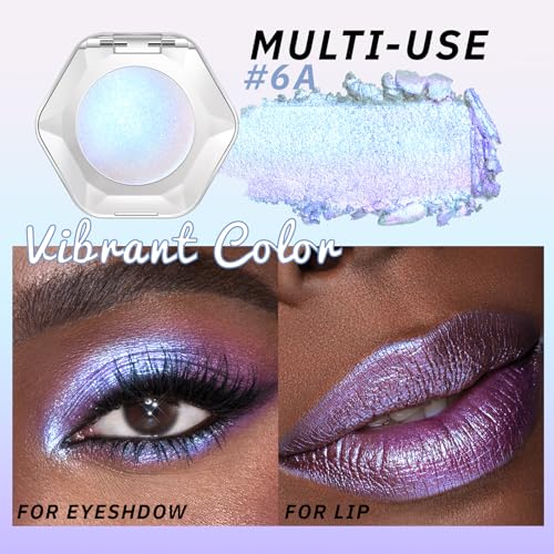 Noerrors Blue Purple Holographic Duochrome Glitter Eyeshadow, Multichrome Rich Color Shimmer Metallic Eyeshadow for Blue Green Eyes, Iridescent Mermaid Eye Brightener Makeup Palette Rave Accessories