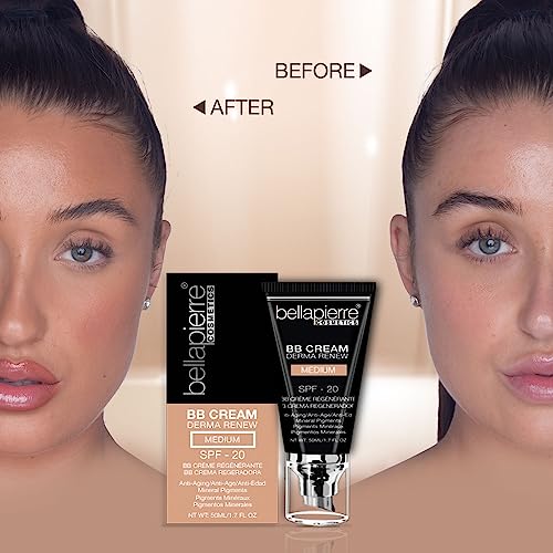 Bellapierre BB Cream SPF 20 ? Mineral Sunscreen & Liquid Foundation, Lightweight Face Moisturizer with Buildable Coverage, Matte Finish, Non-Toxic, Paraben-Free, Cruelty-Free ? 1.7 oz - Medium