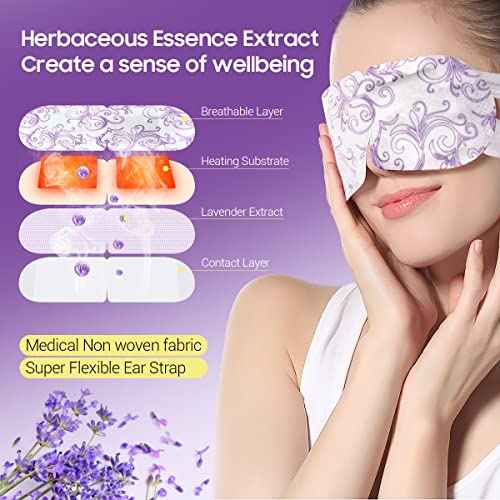 16 Packs Steam Eye Masks for Dry Eyes, Lavender Heated Eye Mask, Relief Tired Eyes & Dark Circle, Warm Compress for Puffiness, Disposable Travel Essentials & Relaxation Set for Women, Christmas