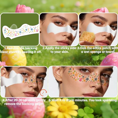 Easter Glitter Eye Tattoos & Face Stickers, 28 Designs