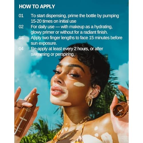 Cay Skin Isle Glow Face Moisturizer SPF 45 ? Illuminating Moisturizer, Broad Spectrum Sunscreen + Makeup Primer ? Lightweight, Pearlescent Formula with Radiant Finish for All Skin Types ? 1.5 oz.