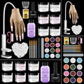 Practice Hand for Acrylic Nails - Acrylic Fake Mannequin Practice Hand - Flexible Hands Model With Powder and Liquid Full Nail Kit for Beginners