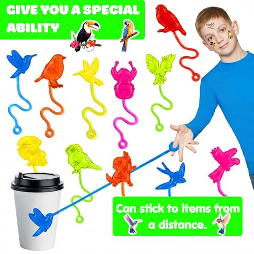 48 PCS Bird Tropical Party Favors Set - Stick Hands & Tattoos