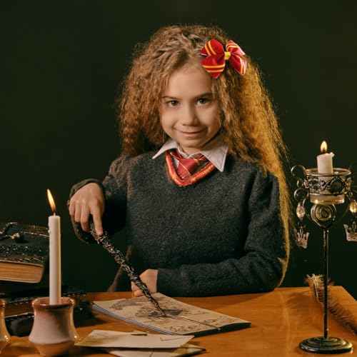 2PC Stripe Hair Bow Clips 4 Inch Women Wizard Hair Accessories Red