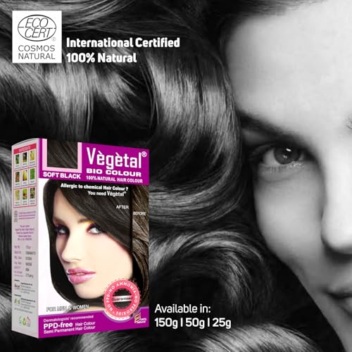 Vegetal Bio Hair Color - Soft Black 150g | Organic, Ammonia-Free Dye