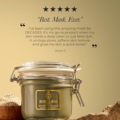 Borghese Advanced Fango Active Mud Mask for Face and Body - Exfoliating to Purifying Face Mask with Bentonite Clay & Hyaluronic Acid For Normal, Combination & Oily Skin