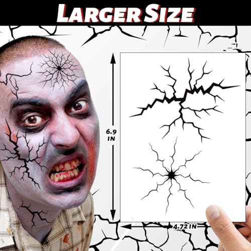 Halloween Cracked Skin Temporary Tattoos - 8 Large Sheets
