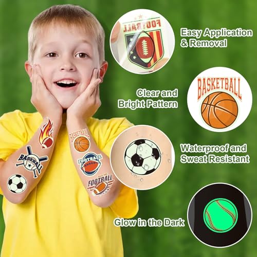 300+ Glow-in-Dark Sports Temporary Tattoos for Kids