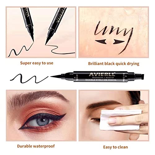 Winged Eyeliner Stamp-2 Pens, Smudge Proof Waterproof Long Lasting quick flick wingliner, Vamp Style Wing Eye Liner Pen Black (Left and Right)