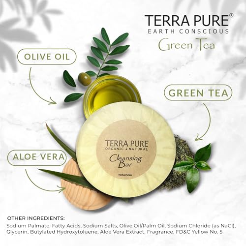 Terra Pure Travel Size Hotel Bar Soap 100 Count 0.6 oz Body Bars Guest Amenities for Hotels Vacation Rentals and Short Term Rentals Paraben Free Green Tea Scent Infused with Aloe and Olive Oil