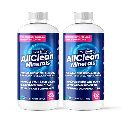 EverSmile AllClean Minerals ? Deep Cleaner for Retainers, Clear Aligners, Invisalign, Dentures, Night & Mouth Guards ? Removes Stains, Odors & Plaque in 3-Minutes ? Up to 120 Uses (300g), 2 Pack