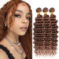 Color #30 Brown Deep Wave Human Hair Bundles 28-32 Inch