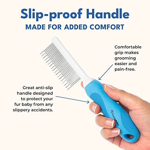 Pet Grooming Comb for Long & Curly Hair - Detangler Brush for Dogs & Cats